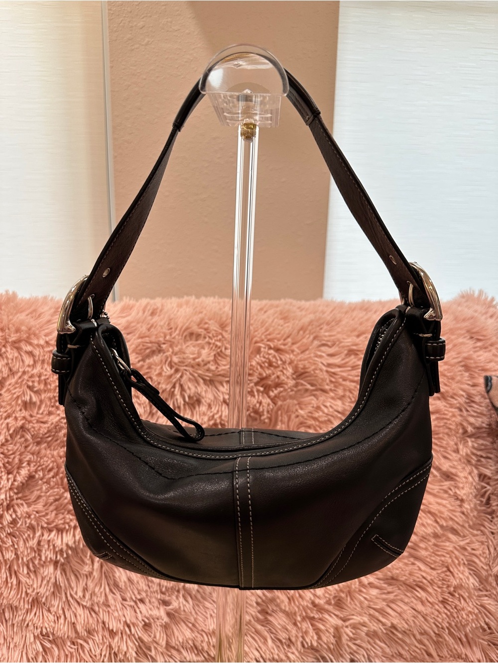 Vintage Coach 2000’s Black Soho Small Hobo Shoulder Bag Zip Top Silver Hardware